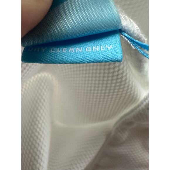 J McLaughlin Sz 14 White Quilted Texture Cropped Pants Stretch Cotton Minimalist - Picture 10 of 11